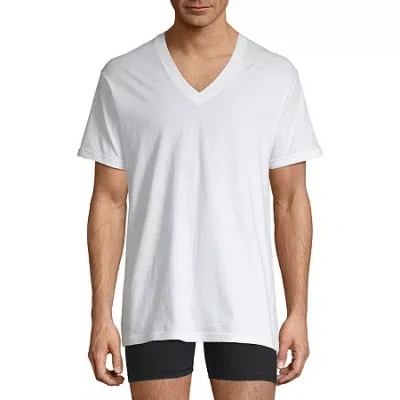 Stafford Ultra Soft Mens 4 Pack Short Sleeve V Neck T-shirt Big And Tall In White