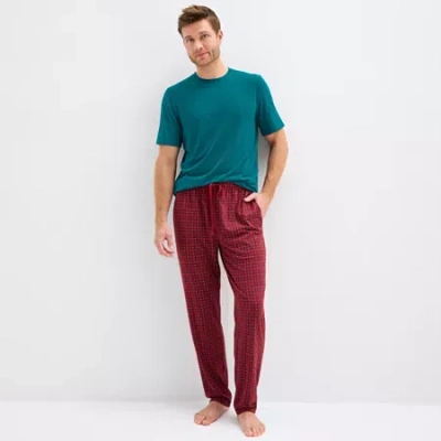 Stafford Mens Crew Neck Short Sleeve Pajama Top In Green