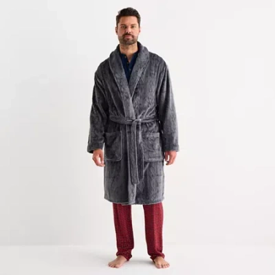 Stafford Mens Long Sleeve Long Length Robe In Gray