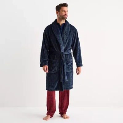 Stafford Mens Long Sleeve Long Length Robe In Blue