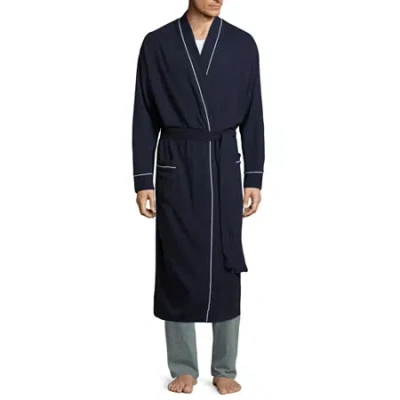 Stafford Waffle One Size Mens Big Waffle Long Sleeve Long Length Robe In Blue