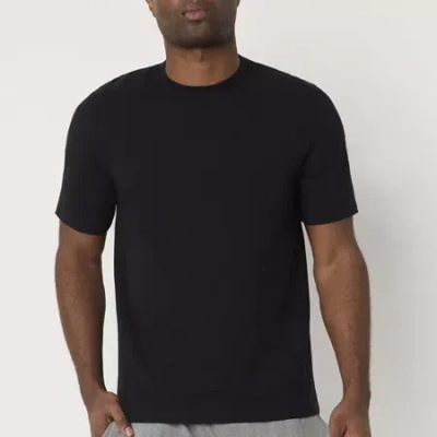 Stafford Super Soft Mens Crew Neck Short Sleeve Pajama Top In Black