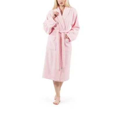 Linum Home Textiles Unisex Adult Terry Cloth Long Sleeve Long Length Robe In Pink
