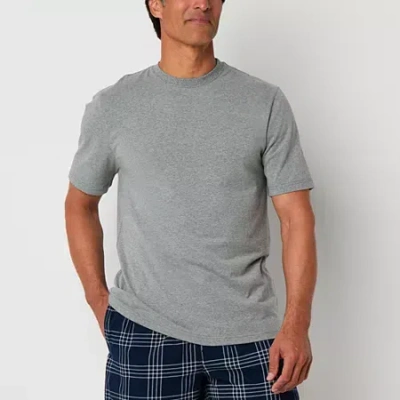 Stafford Mens Crew Neck Short Sleeve Pajama Top In Gray