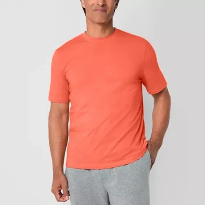 Stafford Super Soft Mens Crew Neck Short Sleeve Big And Tall Pajama Top In Orange