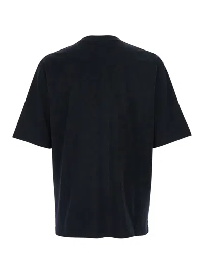 Dsquared2 Men Black T-shirt With Embroidered Logo On The Chest In Cotton Man In Black