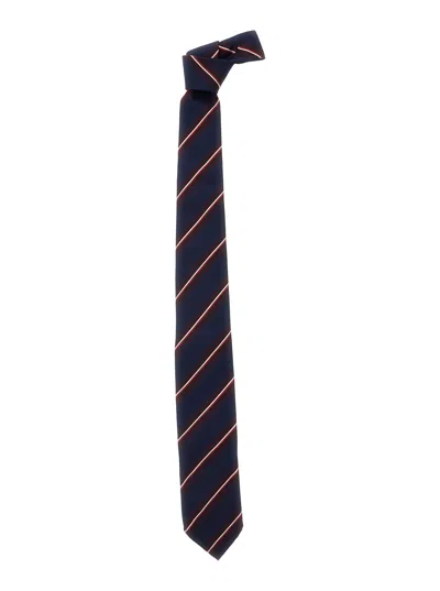 Dsquared2 Men Blue Tie With All-over Striped Motif In Silk Man In Blue
