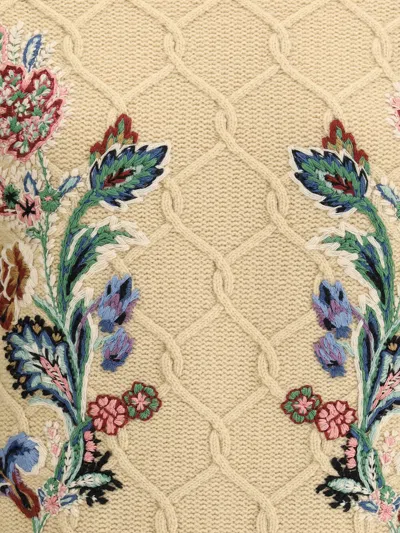 Etro Wool And Cashmere Jumper With Embroidery In Neutral