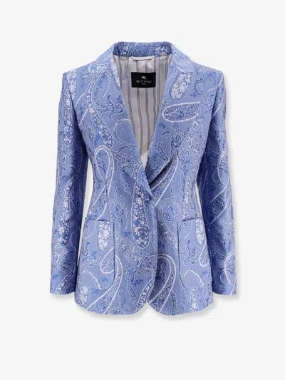 Etro Women Silk Blend Single-breasted Blazer In Multi