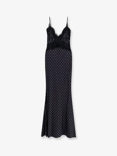 Self-portrait Self Portrait Polka Dot Long Dress In Black