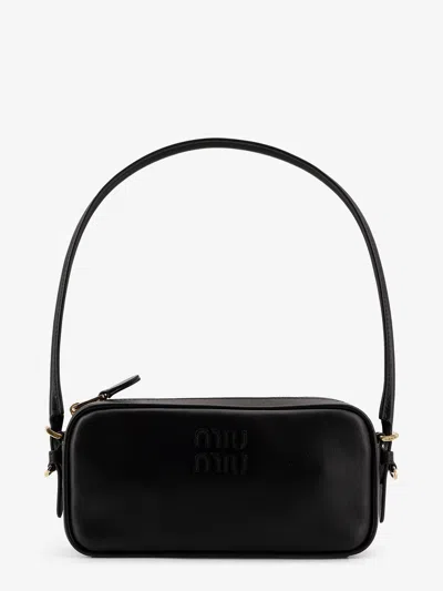 Miu Miu Matelassé Leather Shoulder Bag In Black