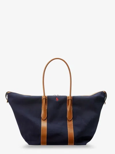 Polo Ralph Lauren Canvas Shoulder Bag With Embroidered Logo In Blue