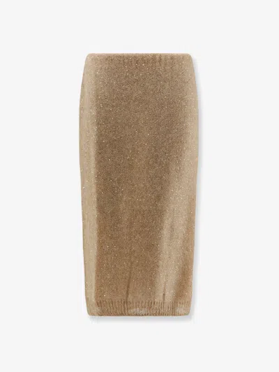 Nude Mohair Blend Skirt In Sand