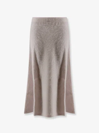 Nude Cashmere Midi Skirt In Pink