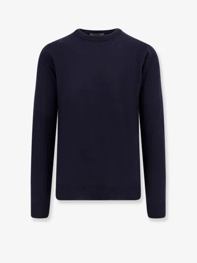 Corneliani Crew Neck Virgin Wool Sweater In Blue