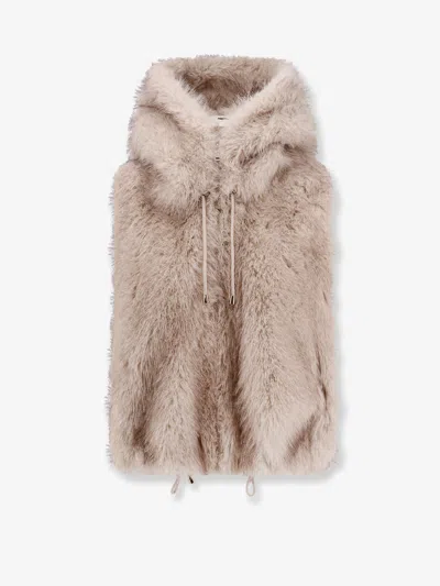Valentini 1972 Sleeveless Faux Fur Jacket In Sand