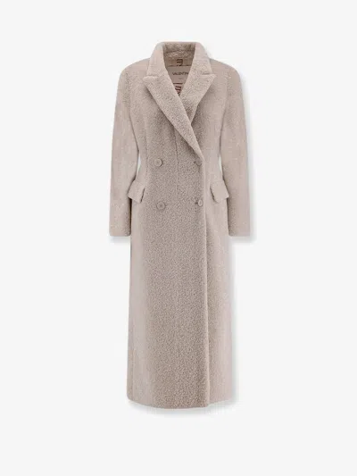 Valentini 1972 Faux Sheepskin Double-breasted Coat In Gray