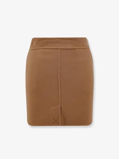 Semicouture Wool Mini Skirt In Sand