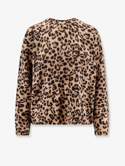 Semicouture Virgin Wool And Cashmere Sweater In Animal Print