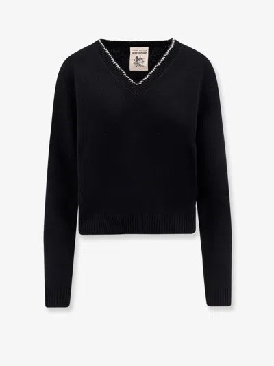 Semicouture Wool And Cashmere Sweater With Rhinestones In Black