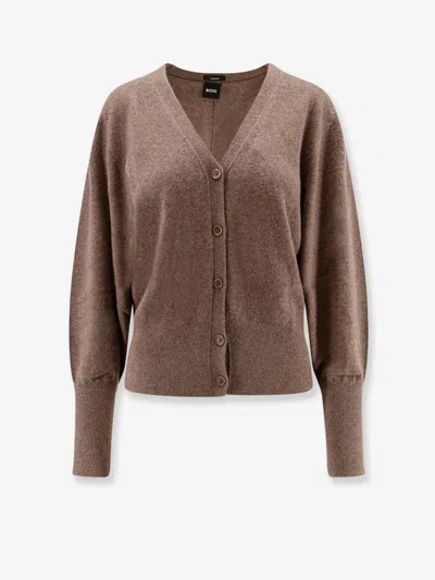 Hugo Boss Cashmere Cardigan In Brown