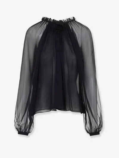 Alberta Ferretti Chiffon Shirt In Black