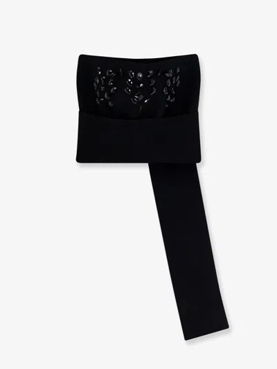 Alberta Ferretti Wool Knit Top In Black