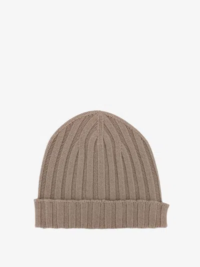 Filippo De Laurentis Merino Wool Beanie Hat In Brown