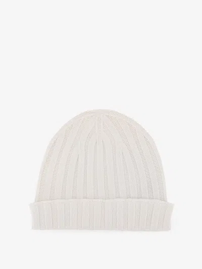 Filippo De Laurentis Merino Wool Beanie Hat In White