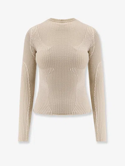 Roa Wavy Stretch Cotton Blend Top In Sand