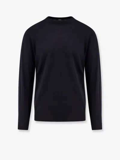 Filippo De Laurentis 120s Super Fine Merino Wool Sweater In Blue