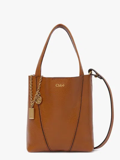 Chloé Spin Leather Crossbody Bag In Brown