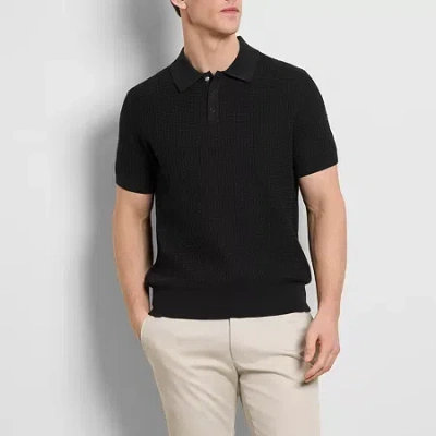 Van Heusen Smart Temp Mens Short Sleeve Polo Sweater In Black