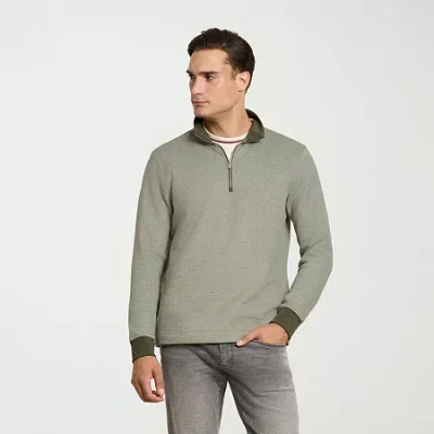 Van Heusen Essential Mens Long Sleeve Quarter-zip Pullover Sweater In Green
