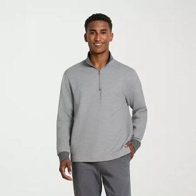 Van Heusen Essential Mens Long Sleeve Quarter-zip Pullover Sweater In Gray