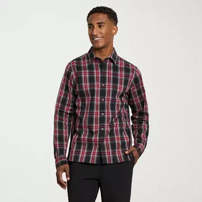 Van Heusen Everyday Defense Stain Shield Mens Long Sleeve Slim Fit Button-down Shirt In Blue