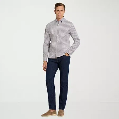 Van Heusen Everyday Defense Stain Shield Mens Long Sleeve Slim Fit Button-down Shirt In Gray