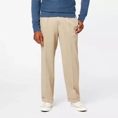 Dockers Comfort Khaki Mens Comfort Waistband Relaxed Fit Pleated Pant In Neutral