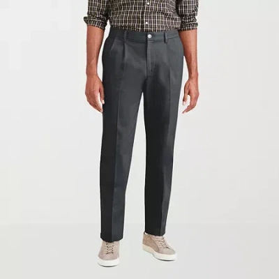Dockers Signature Iron Free Khaki With Stain Defender Mens Comfort Waistband Classic Fit Pleated Pant In Black
