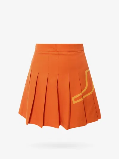 J. Lindeberg Recycled Technical Fabric Pleated Skirt In Orange