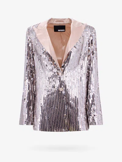 Rotate Birger Christensen Blazer With All-over Sequins In Sand