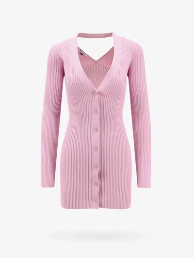 K Krizia Viscose Cardigan With Ribbed Pattern In Pink