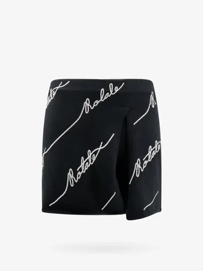 Rotate Birger Christensen Cotton Blend Shorts With Contrasting Logo In Black
