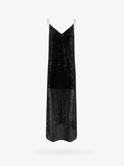 The Nina Studio Long Dress With All-over Sequins In Black