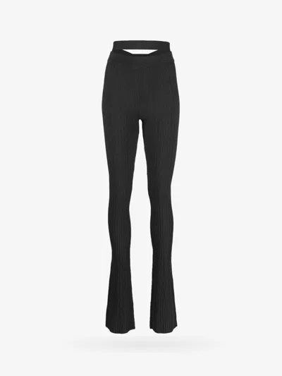 Andrea Adamo Ribbed Knit Trouser In Black