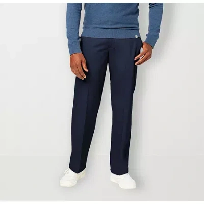 Dockers Signature Iron Free Khaki With Stain Defender Mens Comfort Waistband Relaxed Fit Flat Front Pant In Blue