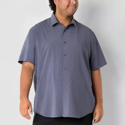 Stylus Mens Short Sleeve Regular Fit Big And Tall Button-down Shirt In Blue
