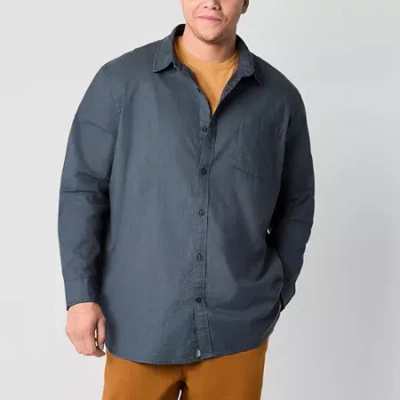 Mutual Weave Big And Tall Mens Regular Fit Long Sleeve Button-down Oxford Shirt In Gray