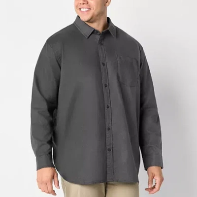 Mutual Weave Big And Tall Mens Regular Fit Long Sleeve Button-down Oxford Shirt In Gray