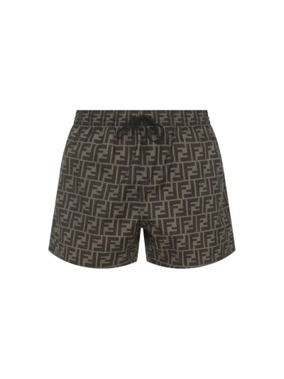 Fendi Men Swimwear In Brown